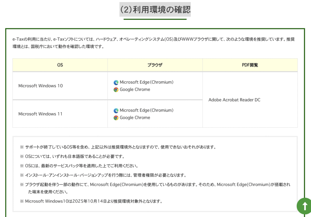 e-Taxソフト利用環境